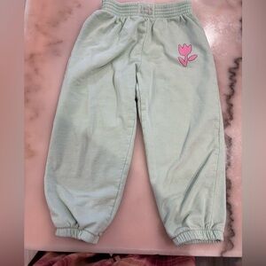 Zara Kids Mint Joggers with Pink Flower